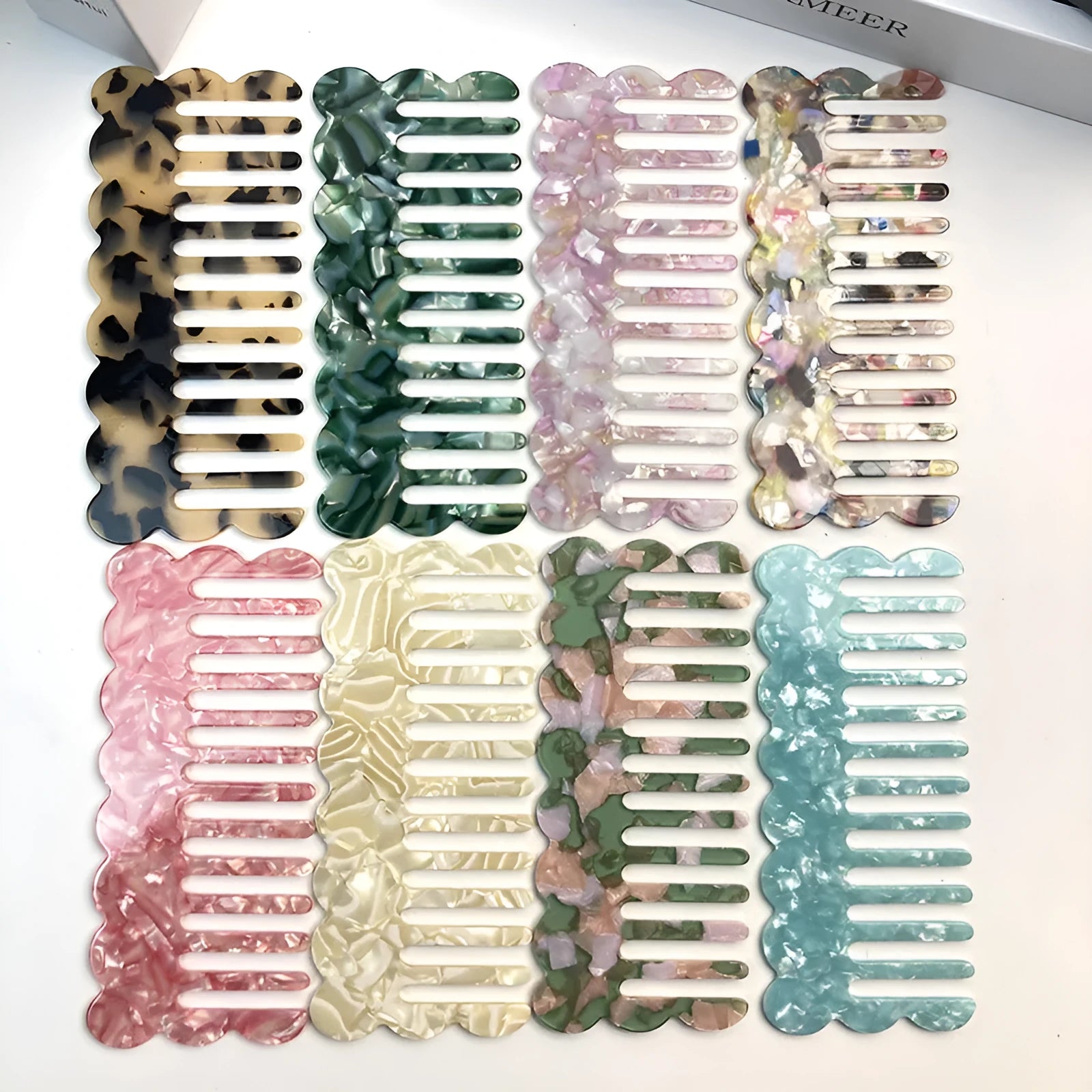 Acetate geometric wave hair comb in multiple colour options for women's styling