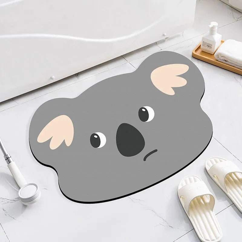 Cartoon animal diatom oil bathroom mat in alien shape for non-slip moisture absorption