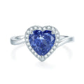 Heart-shaped sterling silver ring with ice flower cut colour zircon stones in Tan Sang colour.