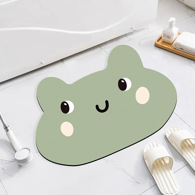 Cartoon animal diatom oil bathroom mat in alien shape for non-slip moisture absorption