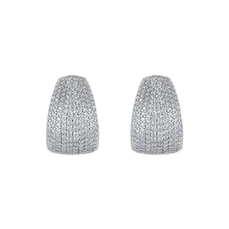 Geometric sterling silver stud earrings with a d-e colour moissanite stone.