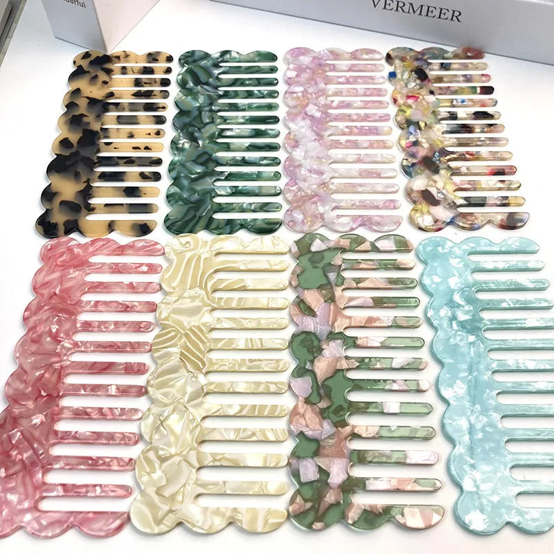 Acetate geometric wave hair comb in multiple colour options for women's styling