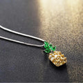 Silver Korean fashion necklace with a geometric pineapple and diamond design pendant.