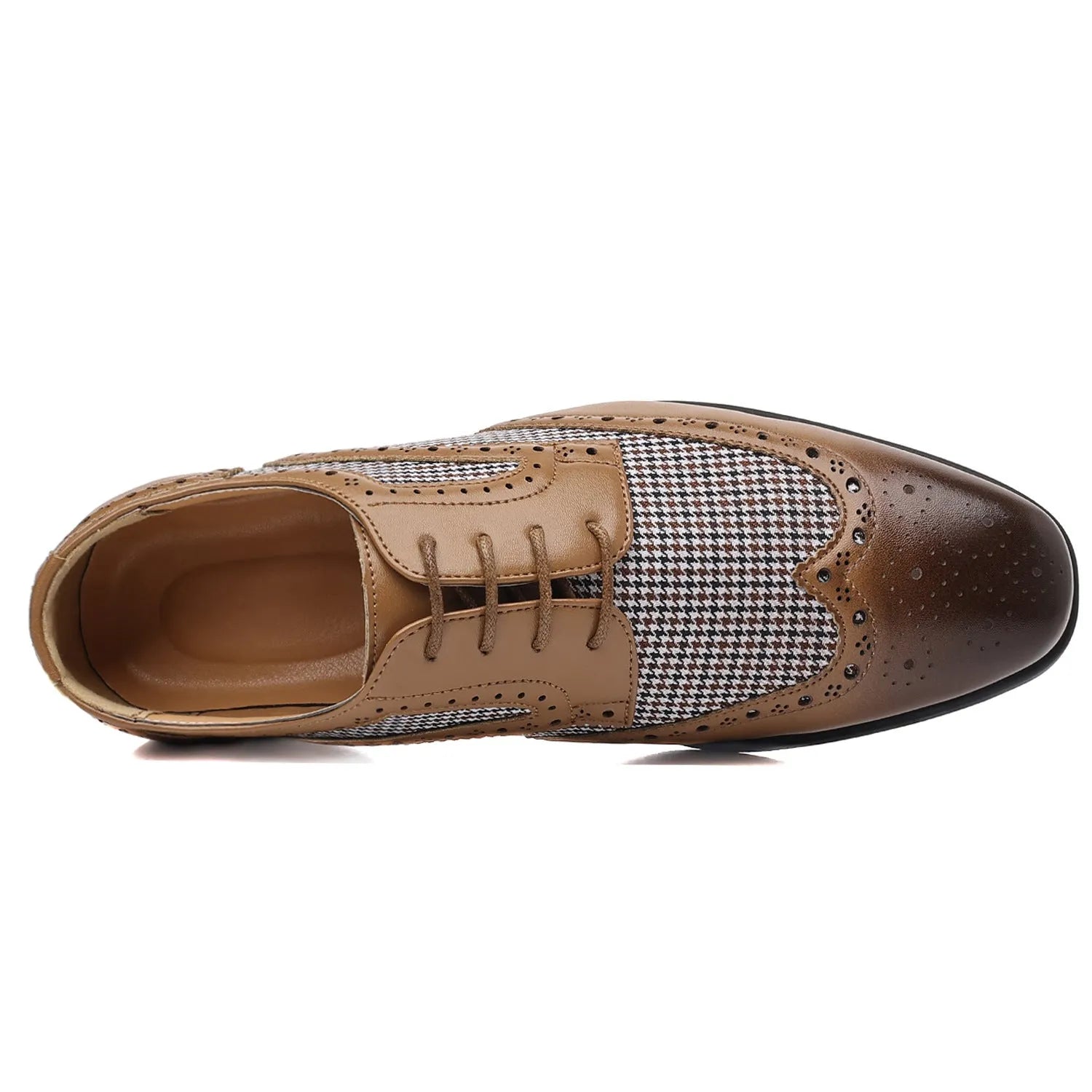 Men's houndstooth plaid casual shoes with canvas upper, rubber sole, and square toe in multiple colours