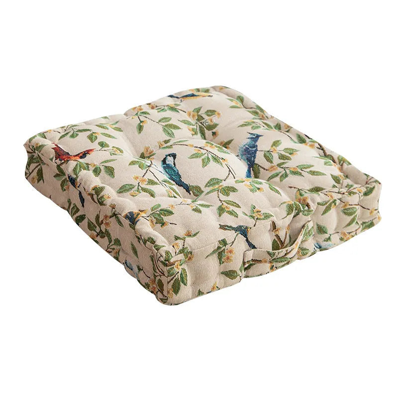 American-style dining chair back cushion in flower pattern with 40cm square dimensions and 8cm thickness