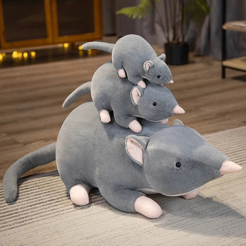 Cartoon mouse doll plush toy in three sizes: 32cm, 50cm, and 100cm heights