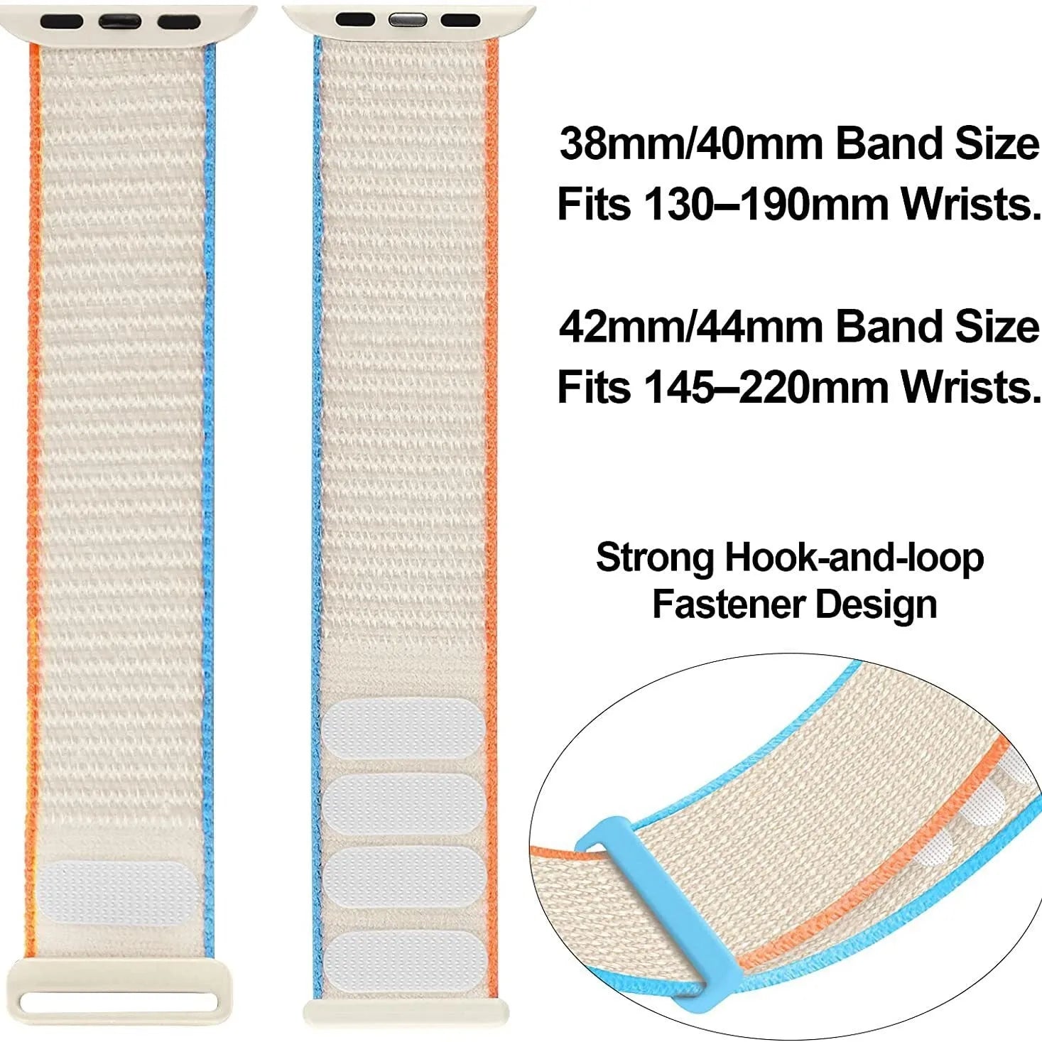 Woven nylon smartwatch strap in pink sand colour, shown detached from a watch.