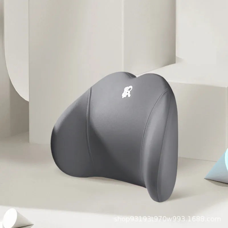 Heart-shaped car pillow set with headrest and lumbar support pillow in soft cotton, shown in assorted colours