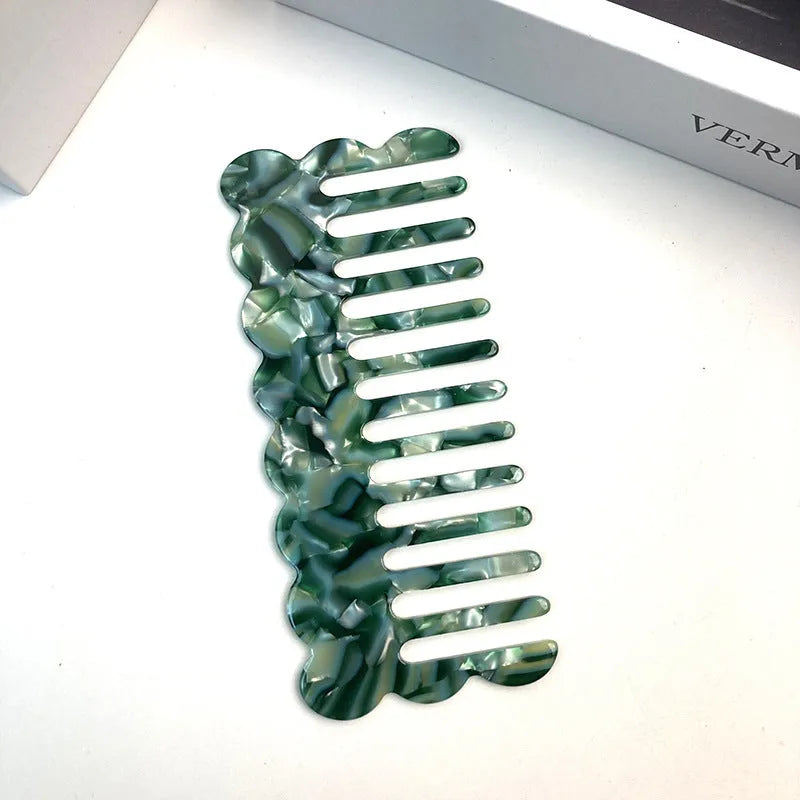 Acetate geometric wave hair comb in multiple colour options for women's styling