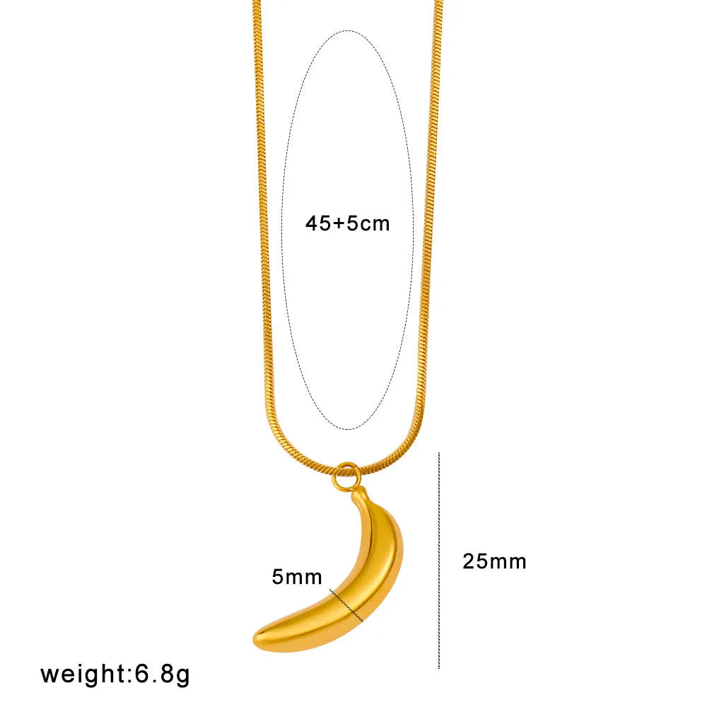 Stainless steel fruit charm pendant necklace for women on an alloy chain.