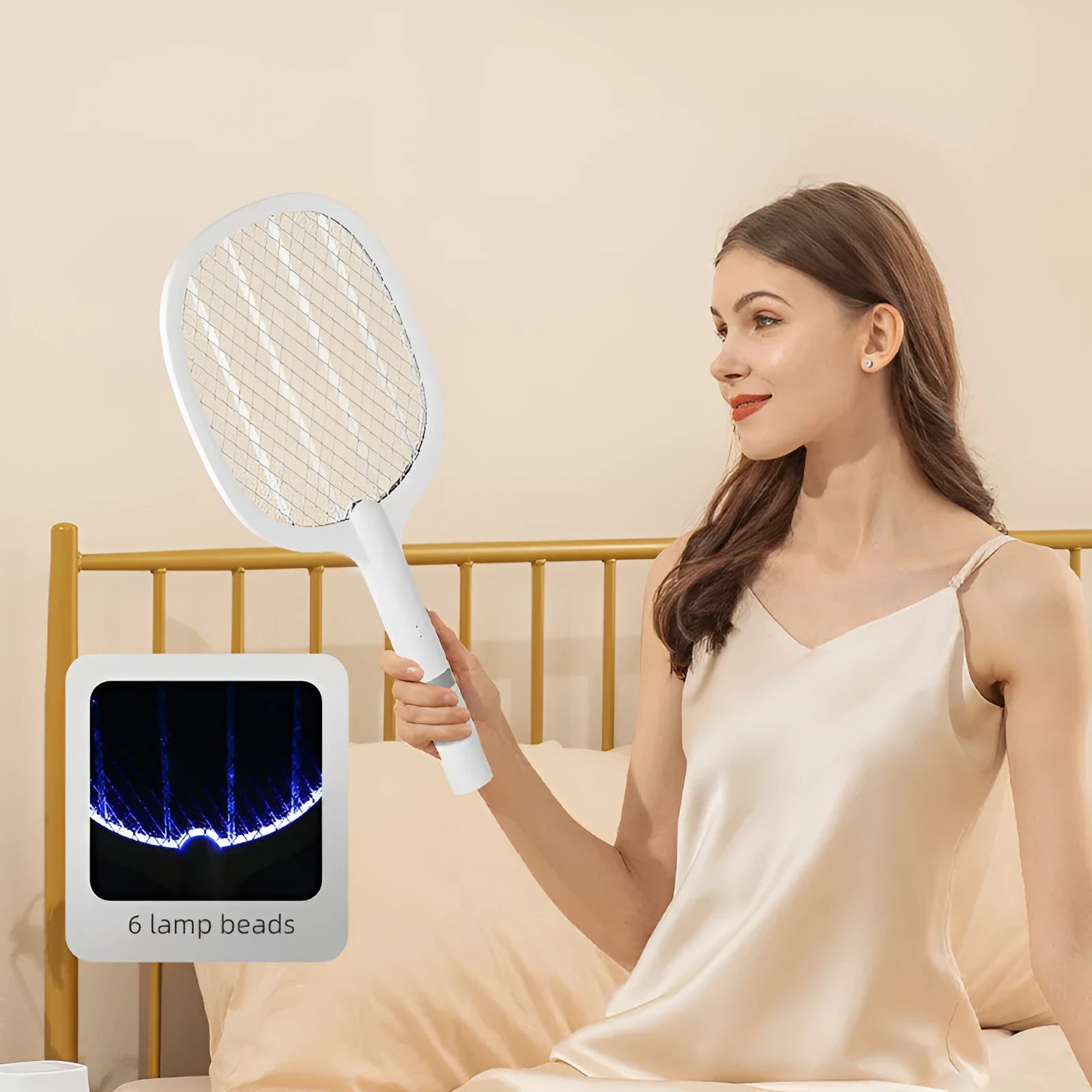 Rechargeable electric mosquito swatter with ABS plastic construction for indoor insect control