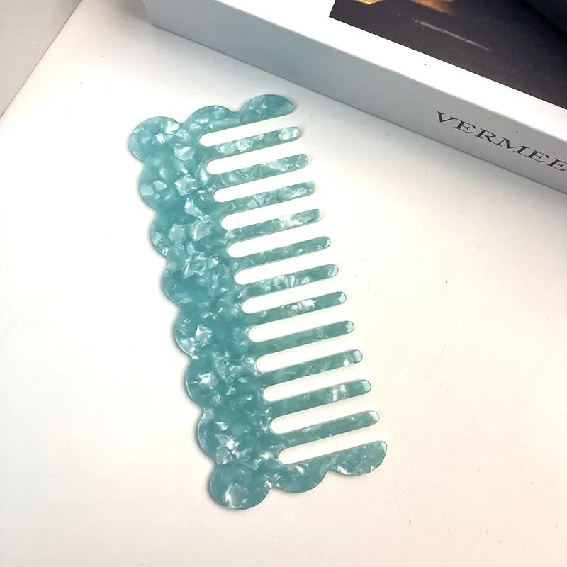 Acetate geometric wave hair comb in multiple colour options for women's styling