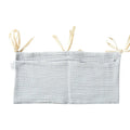 Cotton double layer baby bedside buggy bag in colour option, attached to a cot for storage