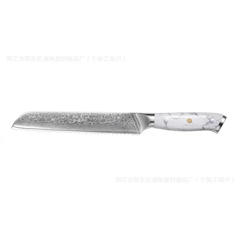 Damascus steel chef's knife with 21cm VG10 blade and 11cm handle measuring 32cm total length
