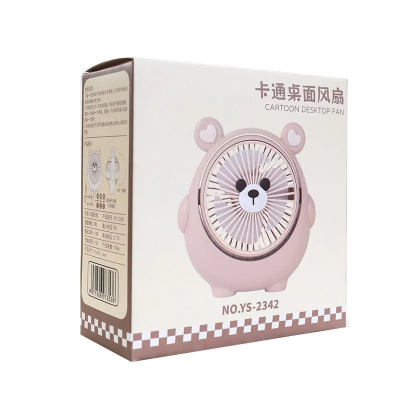 Cute dog-themed desktop USB electric fan in plastic with adjustable speed settings