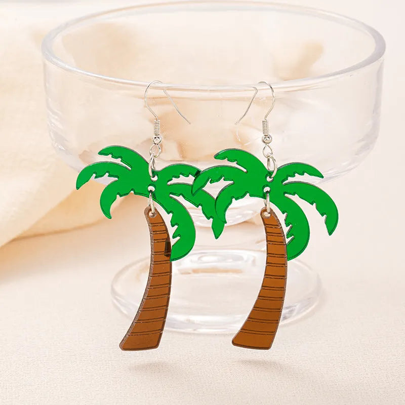 Coloured acrylic artocarpus heterophyllus shaped drop earrings on alloy hooks.