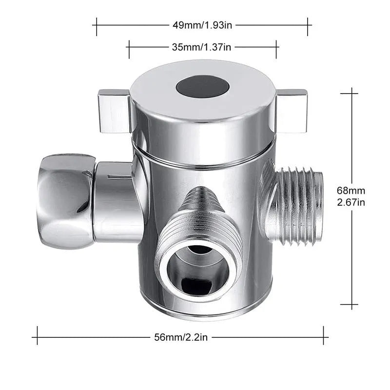 Copper shower water distributor with metal joint connector for US bracket fittings.