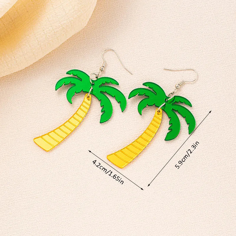 Coloured acrylic artocarpus heterophyllus shaped drop earrings on alloy hooks.
