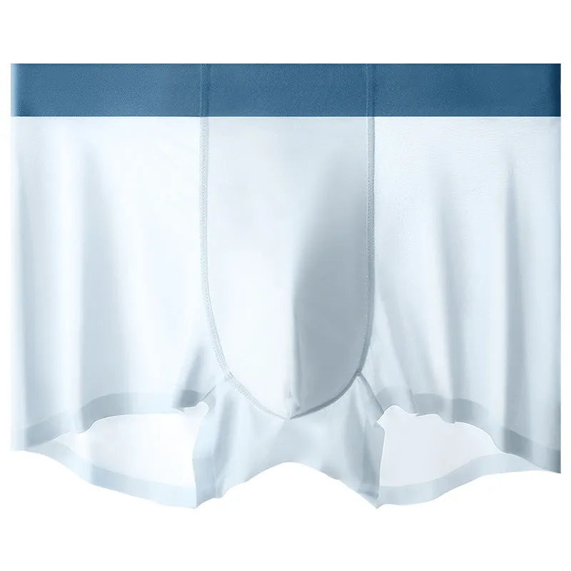 Men's ice silk shorts with graphene antibacterial technology in bean green colour showing seamless construction