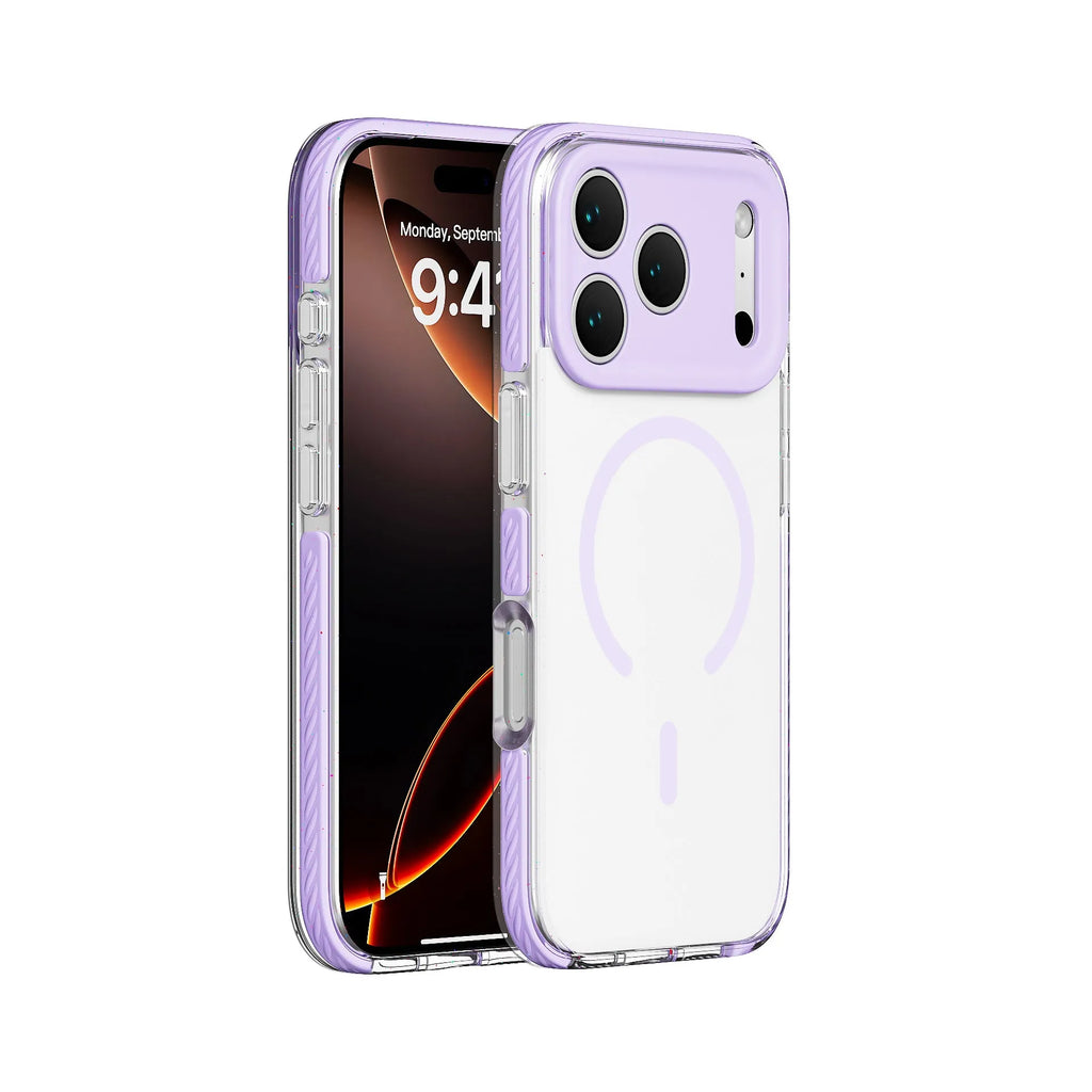 Transparent three-in-one magnetic iPhone case showing drop-resistant protection in Candy Green colour