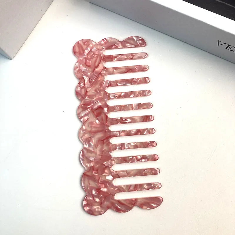 Acetate geometric wave hair comb in multiple colour options for women's styling