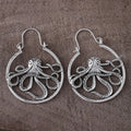 Zinc alloy octopus earrings with electroplated antique silver finish