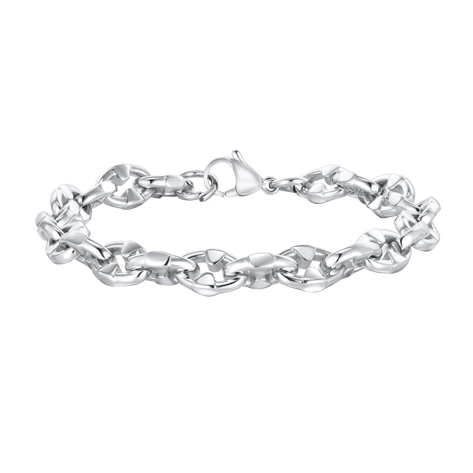 Handmade thick stainless steel geometric chain bracelet for men, hip hop style