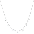 Gentle drop-shaped artificial zircon pendant on a silver O-chain necklace for women.
