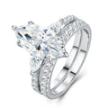 Silver moissanite ring with geometric horse eye inlay for women, US size 7, affordable luxury style