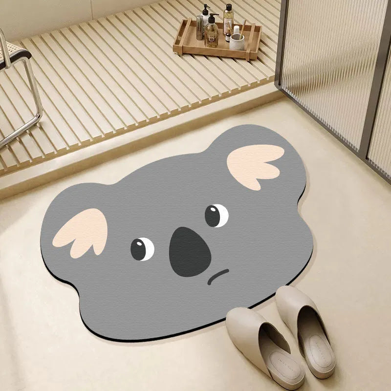 Cartoon animal diatom oil bathroom mat in alien shape for non-slip moisture absorption