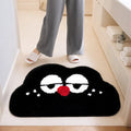Cartoon anime bathroom floor mat with cashmere-like texture in green, blue, pink, black, or white colour options