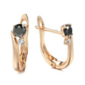 Black agate drop earrings with gold finish and geometric retro design for women