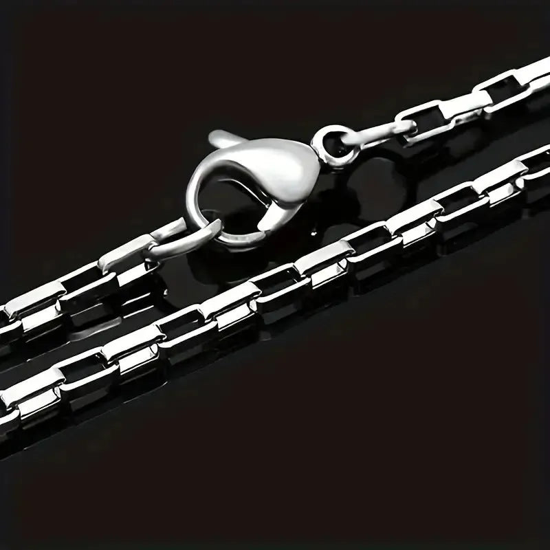Titanium steel box chain necklace 3mm width silvery colour polished finish
