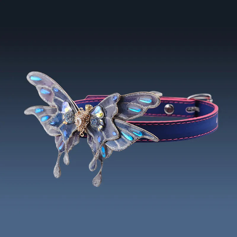 Purple colour-changing butterfly necklace with alloy pendant on regular chain