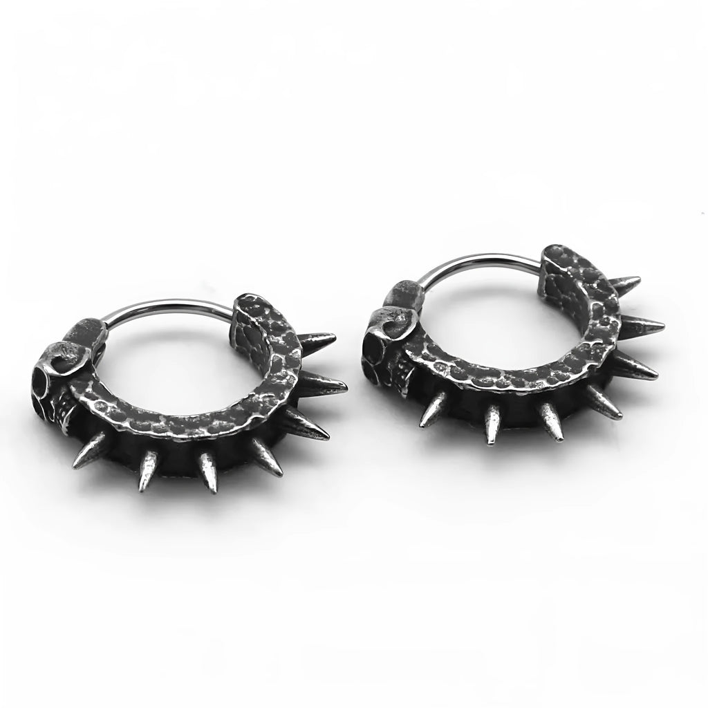 Copper and black geometric motorcycle earrings with alloy and plastic construction