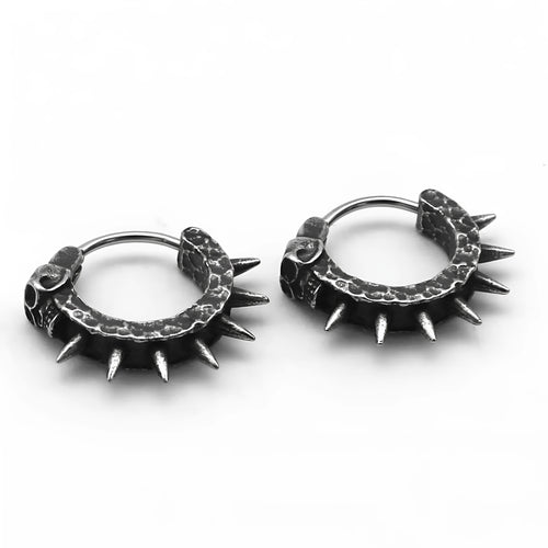 Copper and black geometric motorcycle earrings with alloy and plastic construction