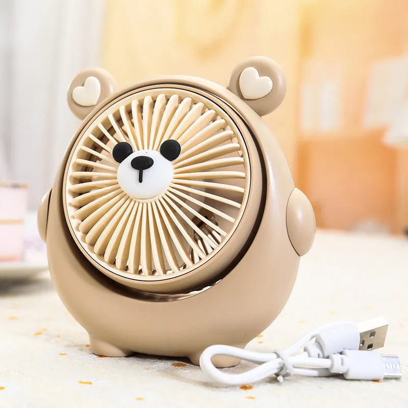 Cute dog-themed desktop USB electric fan in plastic with adjustable speed settings