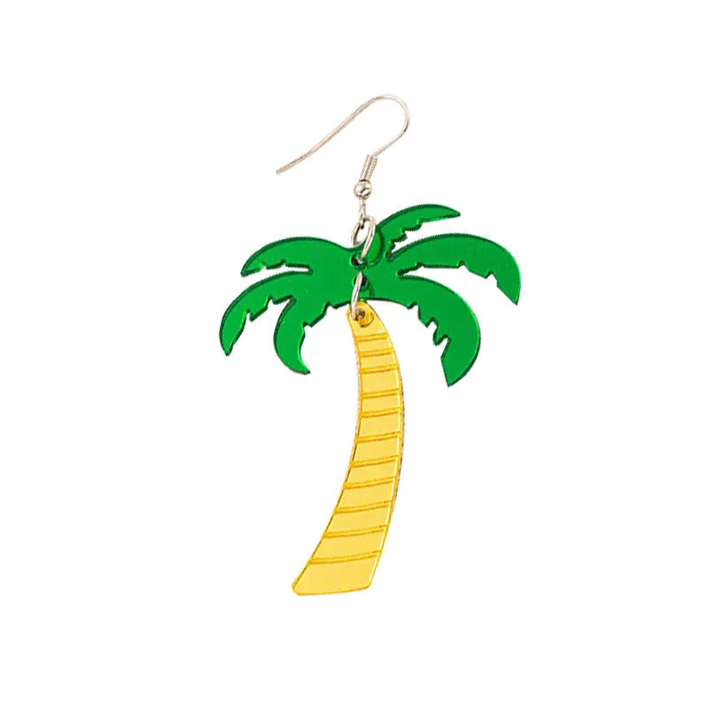 Coloured acrylic artocarpus heterophyllus shaped drop earrings on alloy hooks.