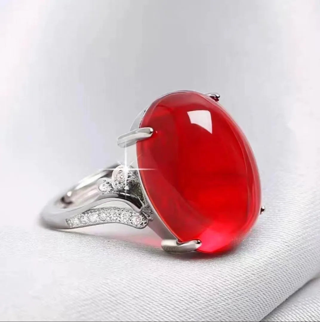 Adjustable alloy geometric sapphire ring women's ethnic style jewellery in black blue green red yellow colours