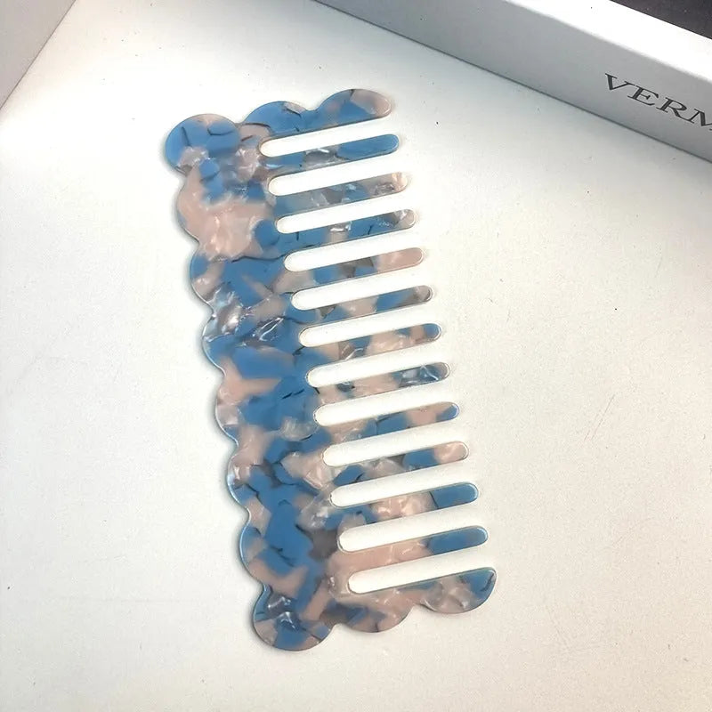 Acetate geometric wave hair comb in multiple colour options for women's styling