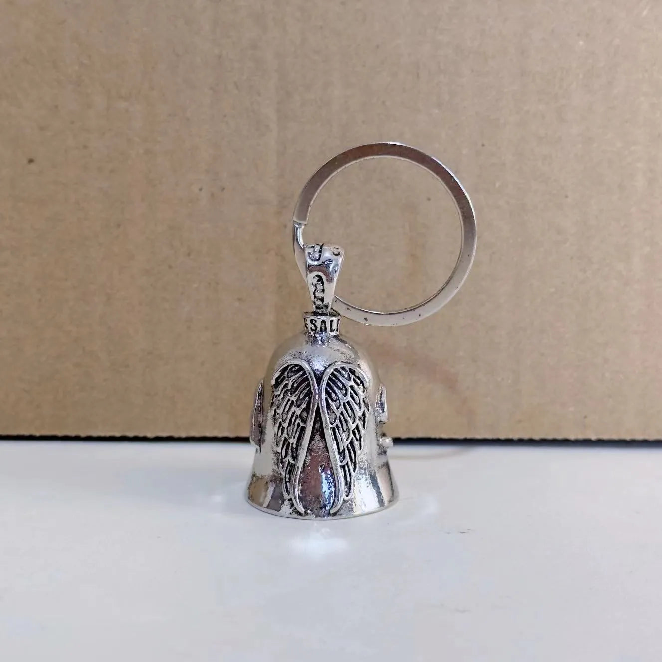 Angel wing feather keychain and necklace set in vintage silver tone electroplated alloy