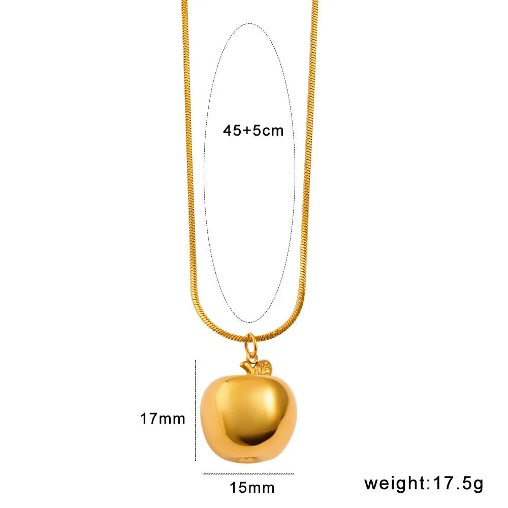 Stainless steel necklace with a colourful fruit-shaped pendant.