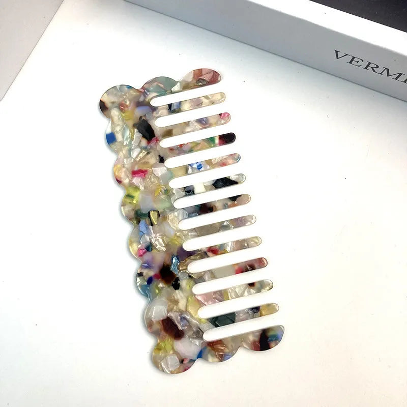 Acetate geometric wave hair comb in multiple colour options for women's styling