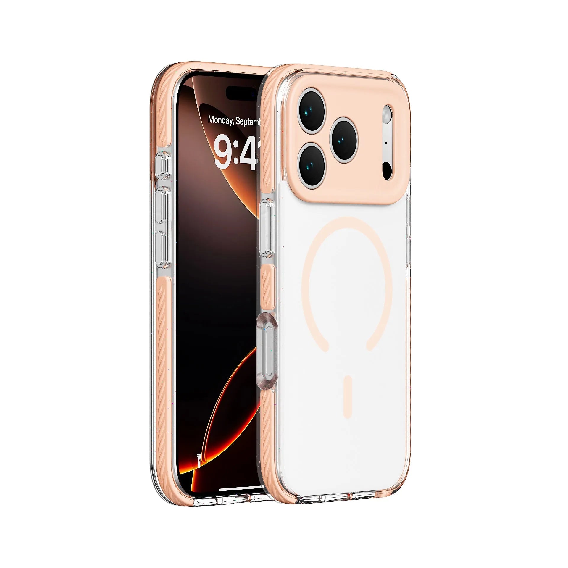 Transparent three-in-one magnetic iPhone case showing drop-resistant protection in Candy Green colour
