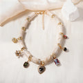 Resin bamboo heart pendant necklace with electroplated finish in picture colour