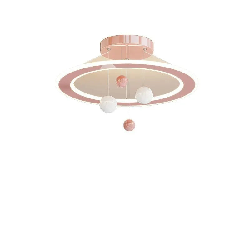 Modern simple style LED chandelier pendant light for children's bedrooms with white or pink colour options
