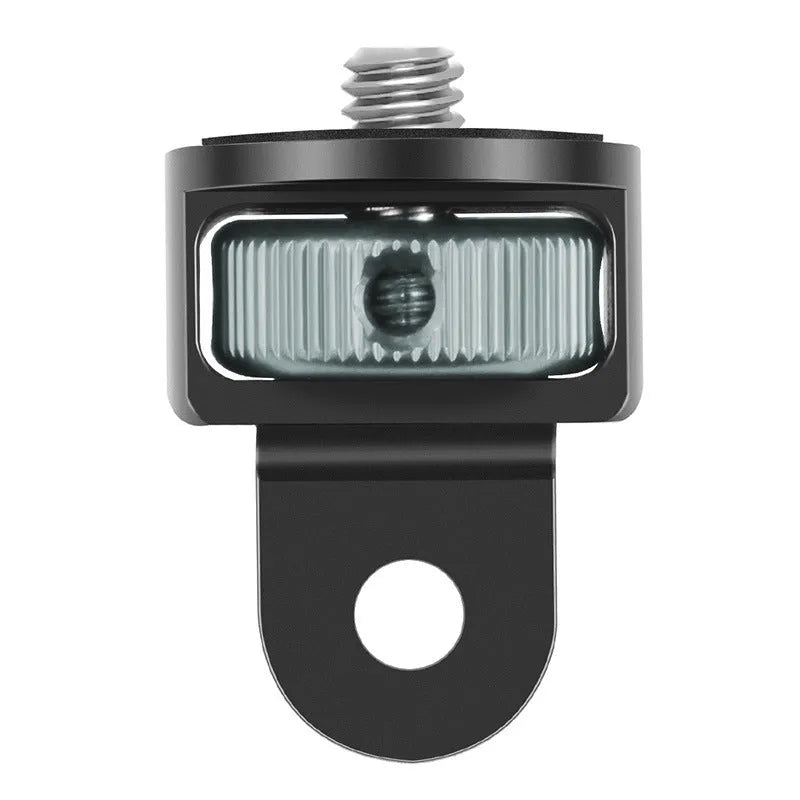 Aluminium alloy sports camera adapter screw with 1/4 inch thread in multiple colour options on a grey background.