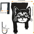 Black iron decorative cat wall hook with punch-free mounting system for accessories