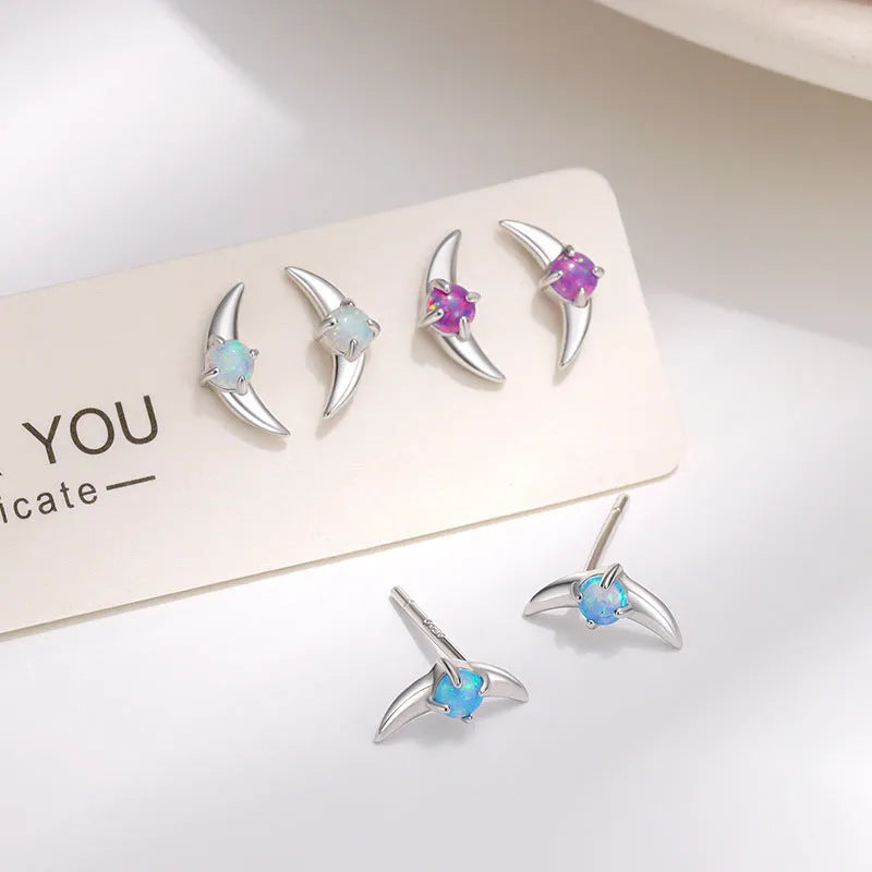 Geometric 925 silver earrings with stone accents in gold or platinum colour