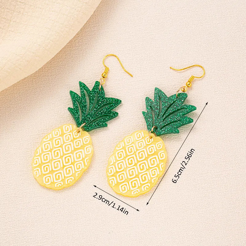 Coloured acrylic artocarpus heterophyllus shaped drop earrings on alloy hooks.